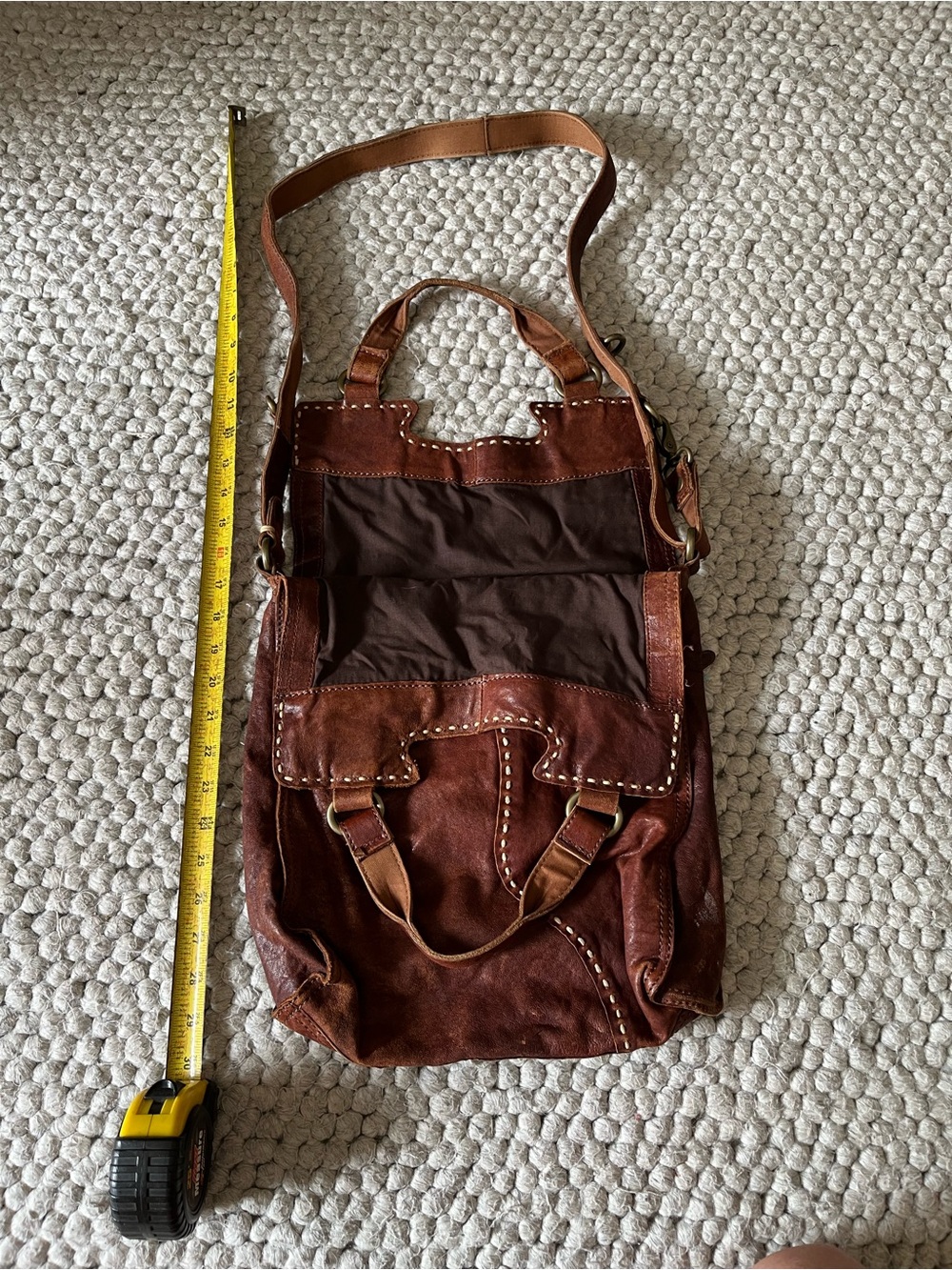 Lucky Brand Brown Leather Crossbody Bag with Stud Accents - Picture 4 of 9